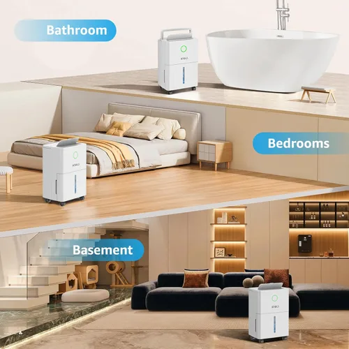 Miniatura 8 de KNKA 1600 sq.ft Dehumidifiers for Basement, 21 Pint Dehumidifiers for Home with Drain Hose, Continuous Drainage, Washable Filter, Intelligent