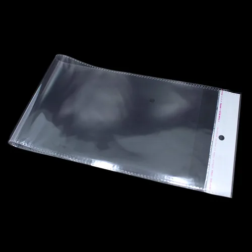 PABCK Paquete de 100 bolsas de embalaje transparentes autoadhesivas para cabello lacio con agujero para colgar, almacenamiento de pelucas, cuidado