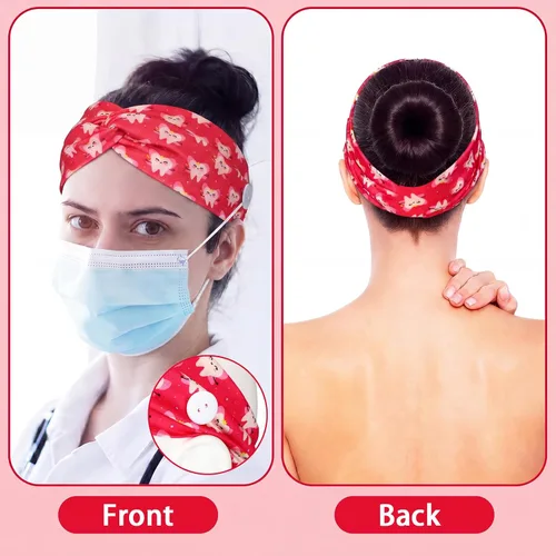 Miniatura 4 de Jexine 20 Pcs Dental Headbands for Women Non Slip Nurse Headbands with Buttons Dental Assistant Accessories Elastic Hair Bands Sweatbands Head Wraps