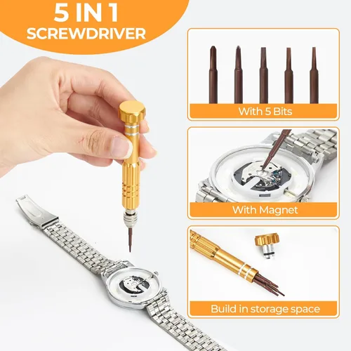 Miniatura 21 de Ohuhu - Kit de reparación de reloj, 192 piezas mejoradas de alta resistencia para extracción de eslabones de reloj, kit de herramientas de repuesto