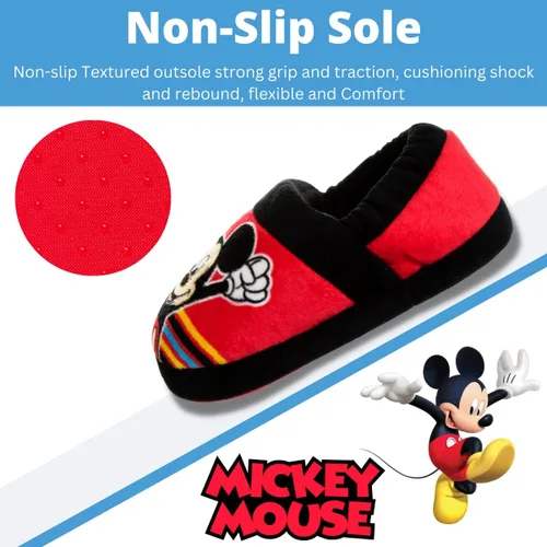 Miniatura 4 de Disney Mickey Mouse Boys Slippers - Plush Lightweight Warm Comfort Soft Aline House Kids Shoes Slippers (ToddlerLittle Kid)