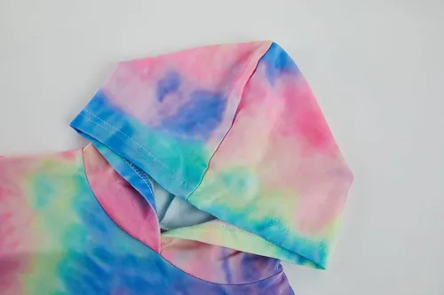 Miniatura 2 de Trajes de 2 piezas para niñas, camisetas cortas con capucha de manga larga, sudaderas y pantalones deportivos de moda