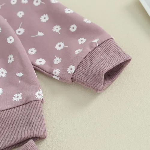 Miniatura 12 de Mandizy Conjunto de ropa de bebé niña otoño 3 6 9 12 18 24 meses sudadera de manga larga y pantalones con estampado floral y diadema