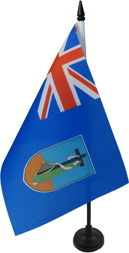 Miniatura 62 de Bandera de mesa de Anguila de 4 x 6 pulgadas, bandera de escritorio británica de Anguila, 5.9 x 3.9 in, palo y base de plástico negro AZ FLAG