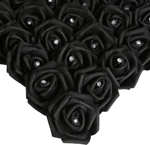 Miniatura 8 de IPOPU 100 unidades de rosas artificiales de aspecto real, rosas falsas de color rosa bebé, rosas de espuma rubor para centros de mesa de boda, Rosa
