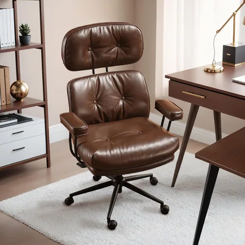 Miniatura 15 de HOOOWOOO Silla de Oficina Ergonómica, Silla de Escritorio Moderna de Computadora de Media Siglo, Silla Ejecutiva Cómoda con Asiento Extra Ancho