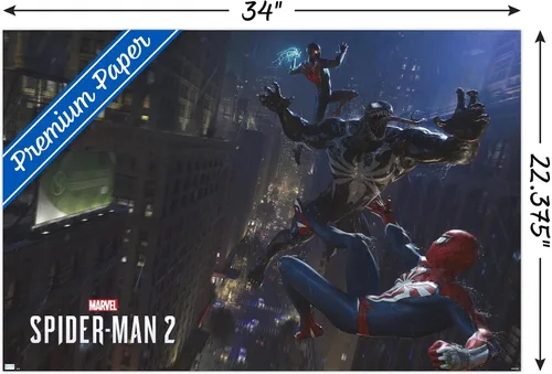 Miniatura 3 de Marvel's Spider-Man 2 - Póster de pared de lucha con veneno, 34 pulgadas de largo x 22.4 pulgadas de ancho, paquete de póster y montaje prémium