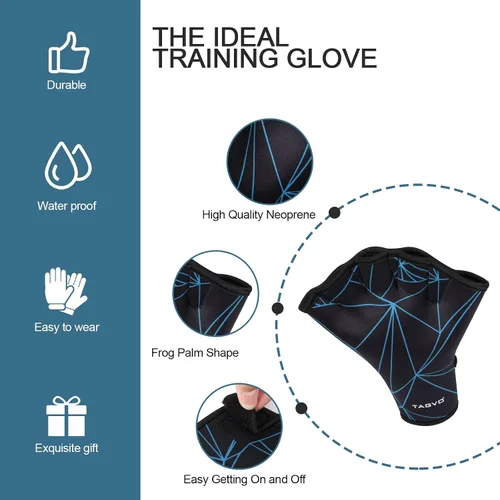 Miniatura 2 de TAGVO Guantes acuáticos de natación, guantes acuáticos para ayudar a la resistencia de la parte superior del cuerpo, guantes de natación con malla