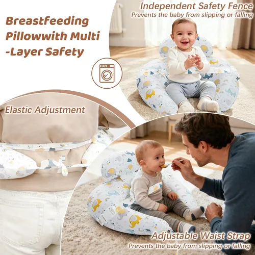 Miniatura 7 de KAKIBLIN Almohada de lactancia, almohadas inflables de lactancia, almohada de alimentación manos libres para aliviar el dolor de espalda con correa