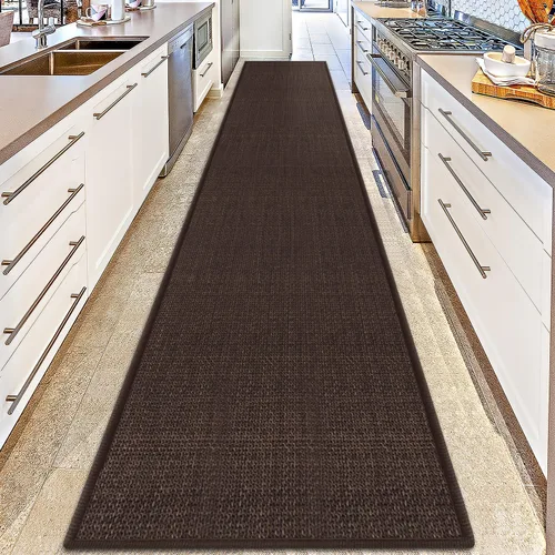 Miniatura 52 de GOYLSER Alfombras de yute de 15 pies para pasillo, alfombra de cocina, antideslizante, lavable, absorbente, alfombra de pasillo color beige