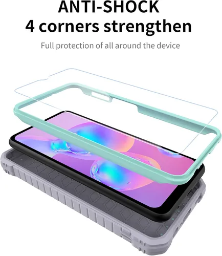 Miniatura 3 de Funda para Samsung Galaxy A13 5G / 4G, protección de grado militar a prueba de golpes con protector de pantalla HD de vidrio templado y soporte Verde