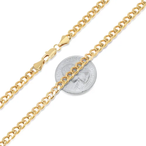 Miniatura 2 de The Bling Factory 4.9mm 14k Yellow Gold Plated Flat Cuban Link Curb Chain Necklace