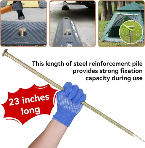 Miniatura 3 de Estacas de barras de refuerzo de 23 pulgadas de largo, anclajes de asfalto de acero galvanizado resistente de 1/2 pulgada de diámetro para golpes