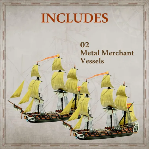 Miniatura 2 de Wargames Delivered - Black Seas The Age of Sail Merchant Buques incluye 2 recipientes de resina y metal - Juego de mesa de acorazado por Warlord