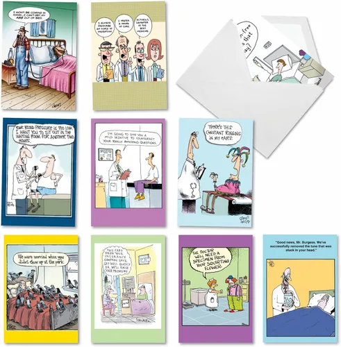 NobleWorks Juego de 10 tarjetas de felicitación divertidas con sobres de 5 x 7 pulgadas (10 diseños, 1 cada uno) Ordenes del médico AC7848GWG-B1x10