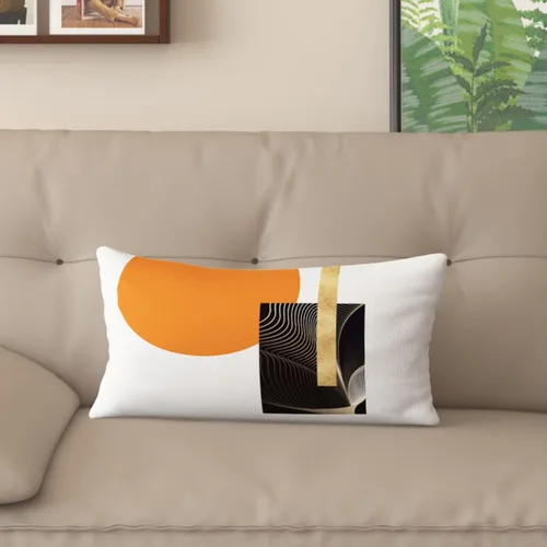 Miniatura 17 de Funda de almohada decorativa para sofá de sala de estar, patrón impreso de doble cara, funda de cojín naranja geométrica abstracta estilo nórdico