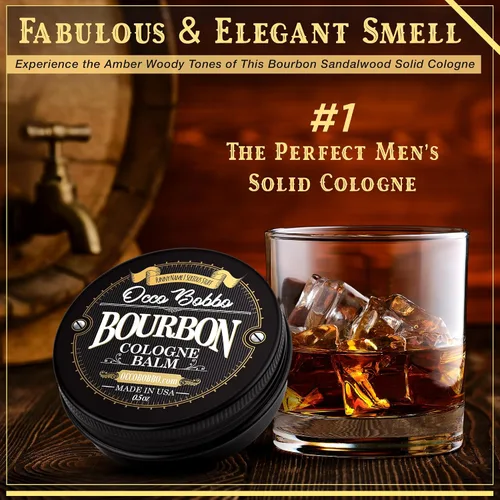 Miniatura 6 de Handy Hound Occo Bobbo Colonia sólida para hombres, aroma a bourbon y sándalo, bálsamo concentrado de 0.5 onzas, mezcla suave de barril de roble