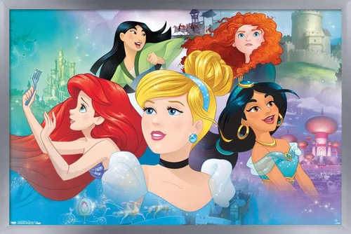 Miniatura 17 de Trends International Disney Princess - Póster de pared de Gaze, 14.72 x 22.37 pulgadas, versión enmarcada de madera de granero