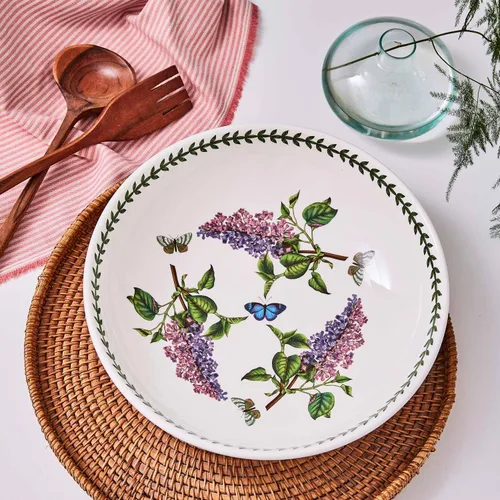 Miniatura 3 de Portmeirion Botanic Garden - Tazón de fruta bajo Tazón para pasta de 13 pulgadas con motivo lila Fabricado en Inglaterra con loza fina Apto