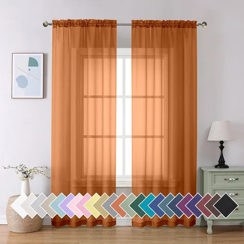 Miniatura 86 de Aiyufeng 2 paneles de cenefa transparente negra de 14 pulgadas de largo, cortinas cortas negras transparentes para dormitorio, cortinas de cocina