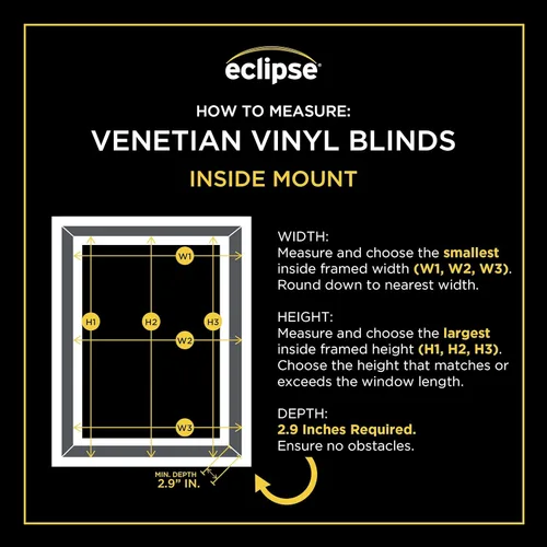 Miniatura 7 de Eclipse Persianas de Vinilo Premium de 2 Pulgadas para Filtrado de Luz y Privacidad, Persianas Duraderas para Oscurecer Habitaciones para el Hogar u
