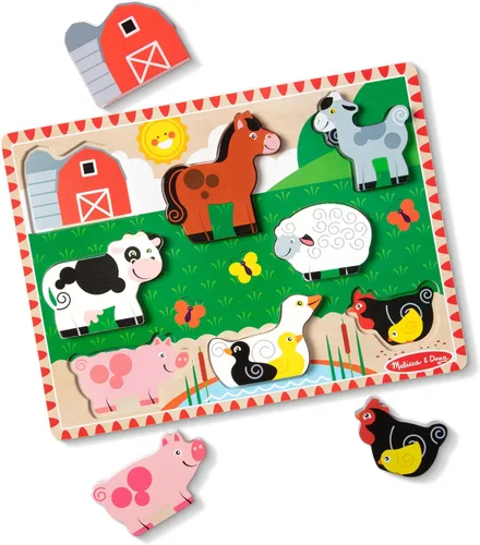 Miniatura 4 de Rompecabezas de madera de piezas grandes Melissa & Doug, granja (8 unidades) - Certificado FSC