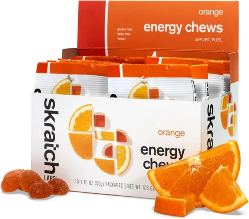 Miniatura 12 de Skratch Labs Energy Chews Gomitas para correr, ciclismo y rendimiento deportivo Alternativa de gel Frambuesa (paquete de 10) Sin gluten