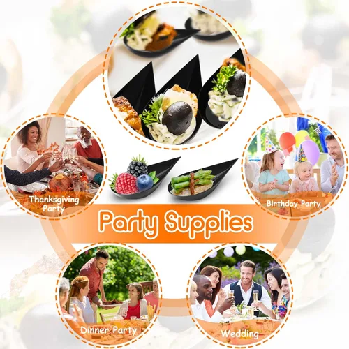 Miniatura 7 de Tessco for you 800 piezas de cucharas de aperitivo de 4 pulgadas, mini platos de aperitivo reutilizables, cucharas de degustación, platos