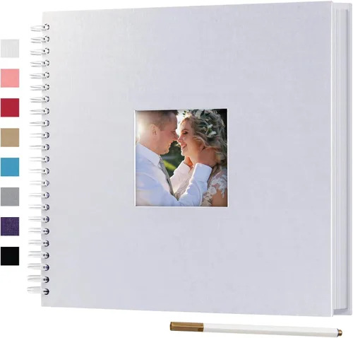 Miniatura 27 de Álbum de fotos para scrapbook DIY de 10 x 10 pulgadas con cubierta de diseño de ventana, 80 páginas, libro de recuerdos de papel para manualidades