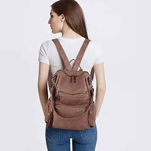 Miniatura 2 de UTO Mochila de cuero vegano para mujer, diseño de moda, convertible con borla, para viajes, con borla
