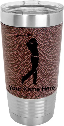 Miniatura 13 de LaserGram Vaso aislado al vacío de 20 onzas, golfista golfista, grabado personalizado incluido (piel sintética, estilo béisbol)