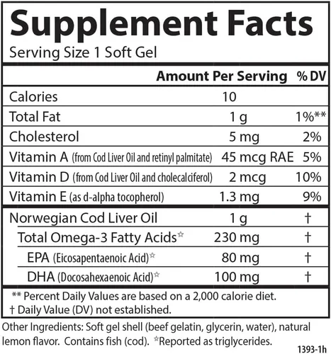 Miniatura 4 de Carlson - Gemas de aceite de hígado de bacalao, baja vitamina A, 230 mg de omega-3, noruego, capturado en la naturaleza, de origen sostenible, 300