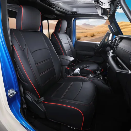 Miniatura 8 de Fundas de asiento para Jeep Gladiator, piel sintética de alta calidad, impermeable, resistente a los arañazos, ajuste personalizado para Jeep
