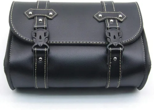 Miniatura 5 de Maso Bolsa de silla de montar de motocicleta, equipaje universal de cuero PU bolsa de almacenamiento con 2 correas de montaje negro