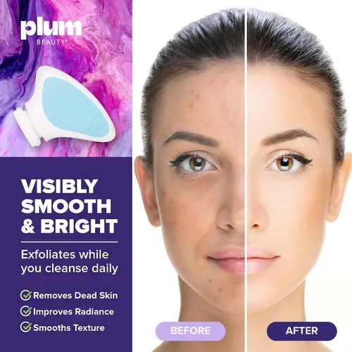 Miniatura 3 de Plum Beauty Cepillo de limpieza facial sónico, exfoliante eléctrico suave de doble velocidad, limpiador facial de silicona resistente al agua