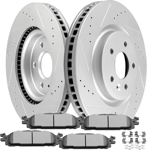 Miniatura 9 de SCITOO Rotores de disco sólido traseros de 12.99 pulgadas (12.992 in) + pastillas de freno de cerámica de repuesto para Ford For Edge, para Ford