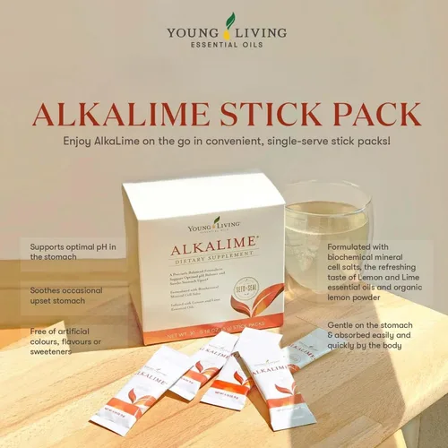 Miniatura 4 de Young Living Paquetes de barras AlkaLime 30 unidades Suplemento vitamínico y mineral Bienestar digestivo Suave para el estómago Infundido