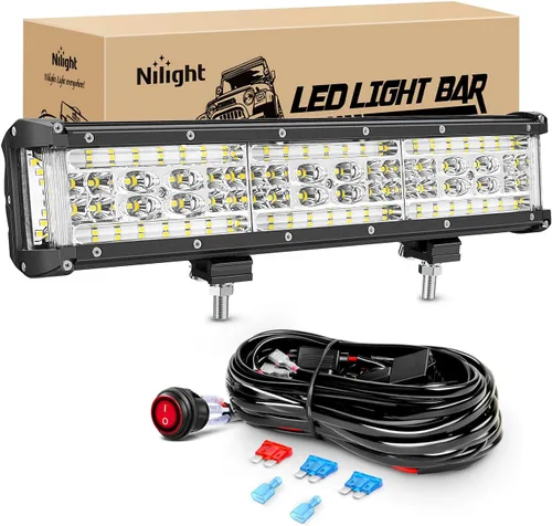 Miniatura 11 de Nilight Barra de luz LED de 12 pulgadas, 72W, combo de focos de luz difusa todoterreno, luces LED antiniebla para conducción, con juego de arnés