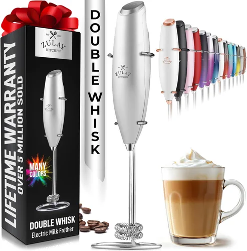 Miniatura 142 de Zulay Kitchen Espumador de leche de mano a pilas - Mezclador eléctrico de bebidas para café, lattes, capuchinos, matcha y chocolate caliente