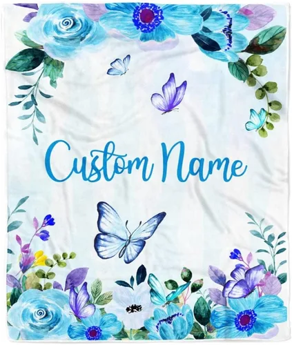 Miniatura 13 de Manta de bebé personalizada con nombre, linda flor de elefante, recién nacido, niña, niños, hija, multicolor 507