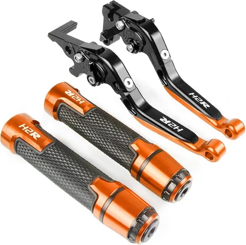 Miniatura 21 de Para Kawasaki H2 H2R 2015-2016 Palanca de freno de embrague de motocicleta aluminio extensible ajustable palancas plegables empuñaduras H2R logotipo