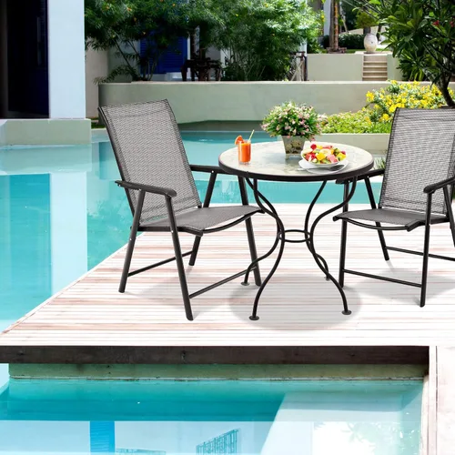 Miniatura 4 de S AFSTAR - Sillas plegables para patio, silla portátil con reposabrazos para exteriores, jardín, jardín, piscina Gris