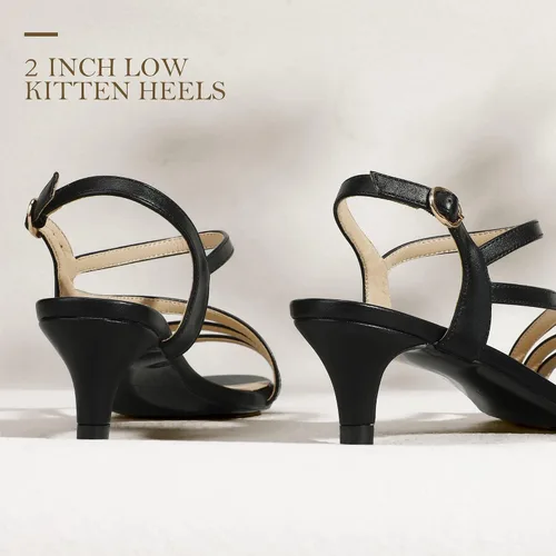 Miniatura 6 de IDIFU Sandalias elegantes con tirantes delgados de 2 pulgadas para mujer, tacón bajo de gatito, puntera abierta, zapatos de vestir para mujer y dama