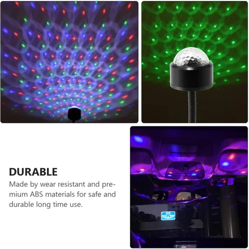 Miniatura 8 de SOLUSTRE Proyector de luces LED de discoteca para coche, luz USB, luces de fiesta activadas por sonido, enchufe USB, mini discoteca giratoria