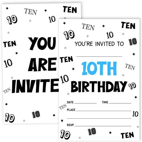Miniatura 10 de Tarjetas de invitación de fiesta de videojuegos, invitación a fiesta de cumpleaños de juego, celebración de fiesta de niños, 20 tarjetas con 20