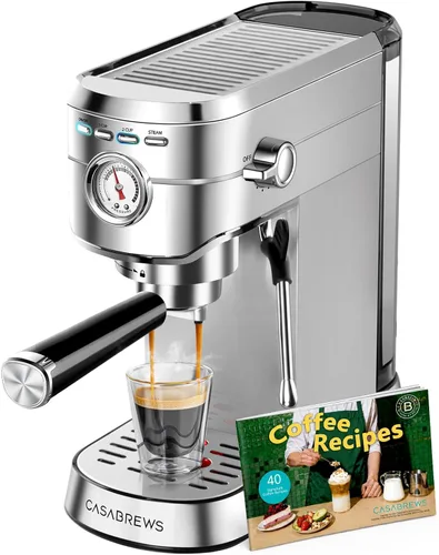 Máquina de expreso de 20 bares, cafetera de café espresso profesional con varita espumadora de leche, máquina de café espresso compacta con aspecto