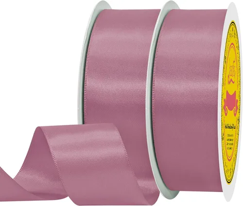 Miniatura 176 de Cinta de satén blanca antigua de doble cara de 1-1/2 pulgadas x 50 yardas, cinta de poliéster para envolver regalos, día de San Valentín, bodas