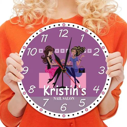 Miniatura 4 de The Geeky Days Nail Tech - Reloj de pared moderno de 12 pulgadas impreso silencioso de cuarzo para salón de belleza, spa, decoración artística