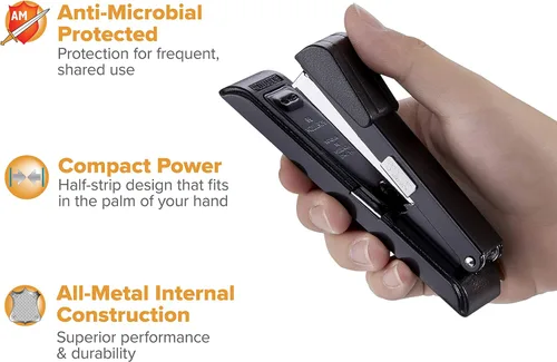 Miniatura 8 de Bostitch Office B8 PowerCrown - Engrapadora de viaje y escritorio, capacidad de 30 hojas, metal duradero, color negro.
