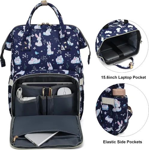 Miniatura 2 de Mochila para computadora portátil para mujeres y niñas, mochilas universitarias, mochila escolar de 15.6 pulgadas, Conejito, Mochilas de viaje
